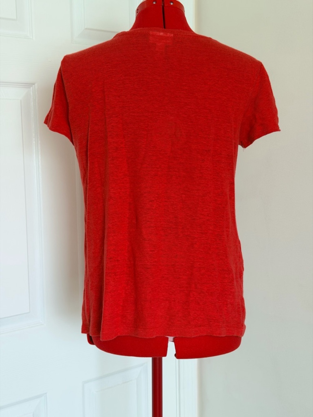 J.Jill Love Linen 100% Linen Knit Top T-shirt Coral Red Short Sleeve Tee XS–S - Picture 3 of 8